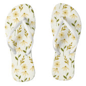 Elegant Daisy Floral Design Ivory Greenery Branch Teenslippers (Voetbed)