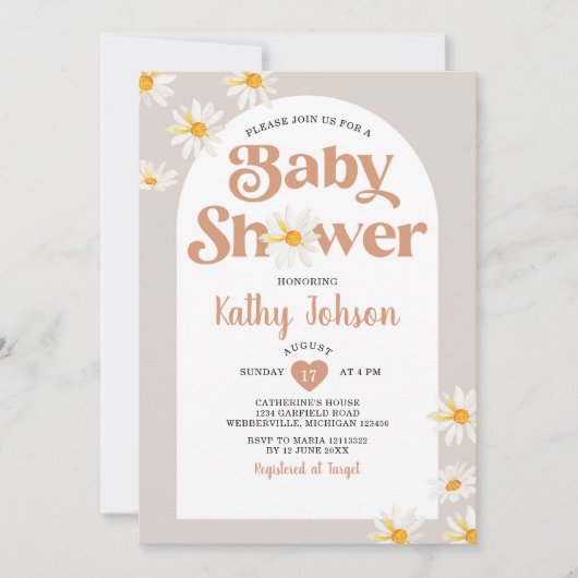 Elegant Daisy Flowers Arch Boho Baby shower Kaart (Voorkant)