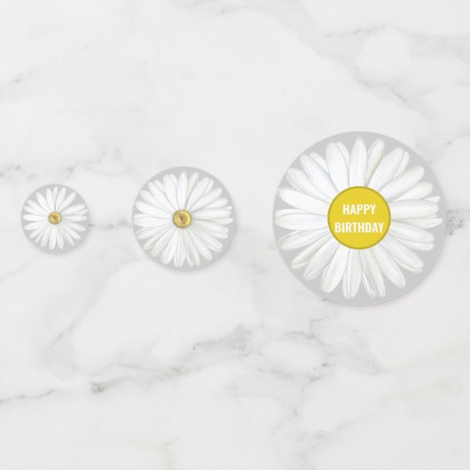 Elegant Daisy Flowers op Light Silver Grey Confetti (Voorkanten)