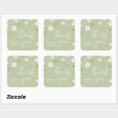 Elegant Daisy Genderneutraal Baby shower Bedankt Vierkante Sticker (Vel)