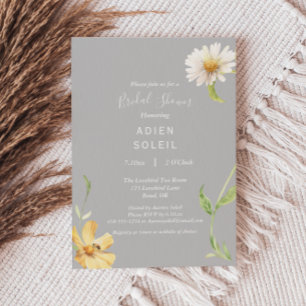 Elegant Daisy   Grauwe bridal Shower Invitation Kaart