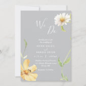 Elegant Daisy | Gray we doen een huwelijksuitnodig Kaart (Voorkant)