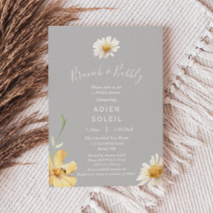 Elegant Daisy Grey Brunch en bubbelbaar Vrijgezell Kaart