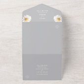 Elegant Daisy | Grijs in één weddenschap All In One Uitnodiging (Buitenkant)
