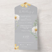 Elegant Daisy | Grijs in één weddenschap All In One Uitnodiging (Binnen)