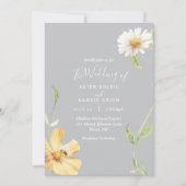 Elegant Daisy | Grijze details in één bruiloft Kaart (Voorkant)