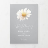 Elegant Daisy | Grijze drieledige uitnodiging (Cover)