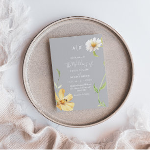 Elegant Daisy   Grijze uitnodiging tot weddenschap