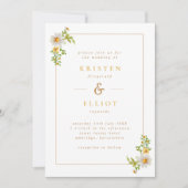 Elegant Daisy Lijst Yellow & White Wedding Kaart (Voorkant)
