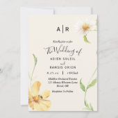 Elegant Daisy Monogram Weddenschap Kaart (Voorkant)