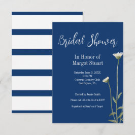 Elegant Daisy Navy White Script Striped Bridal