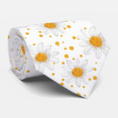 Elegant Daisy Patroon met Polka Dots Stropdas (Opgerold)