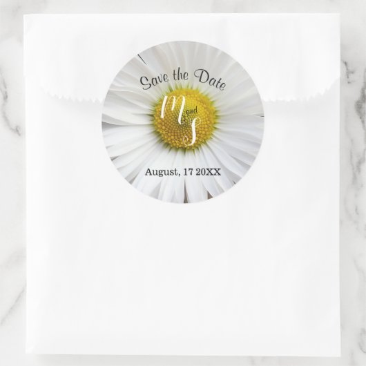 Elegant Daisy Ronde Sticker (Tas)