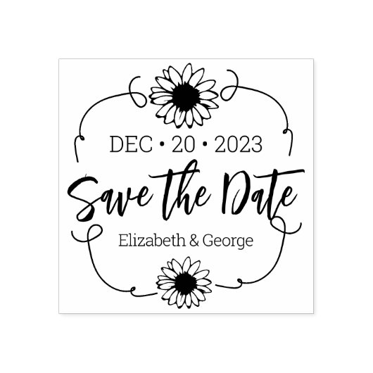 Elegant Daisy Save the Date Wedding Rubberstempel (Afrduk)