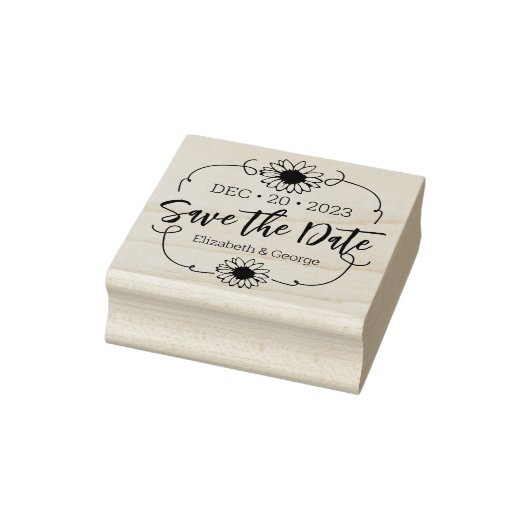 Elegant Daisy Save the Date Wedding Rubberstempel (Stempel)
