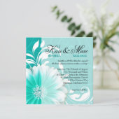 Elegant Daisy Scroll Flourish | turquoise Kaart (Staand voorkant)