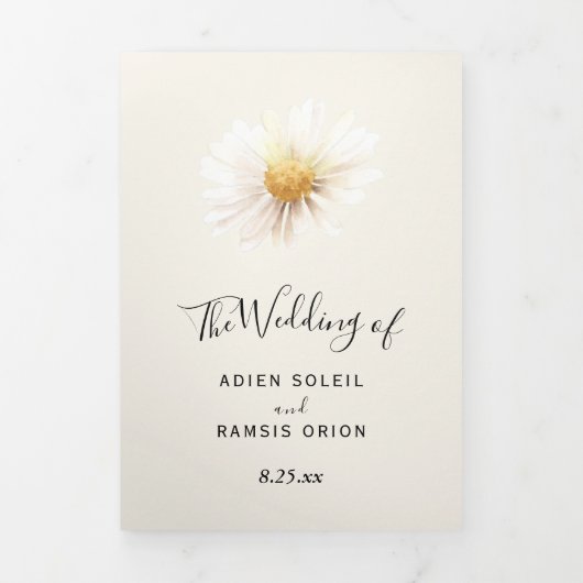 Elegant Daisy Trivoudig Uitnodiging (Cover)