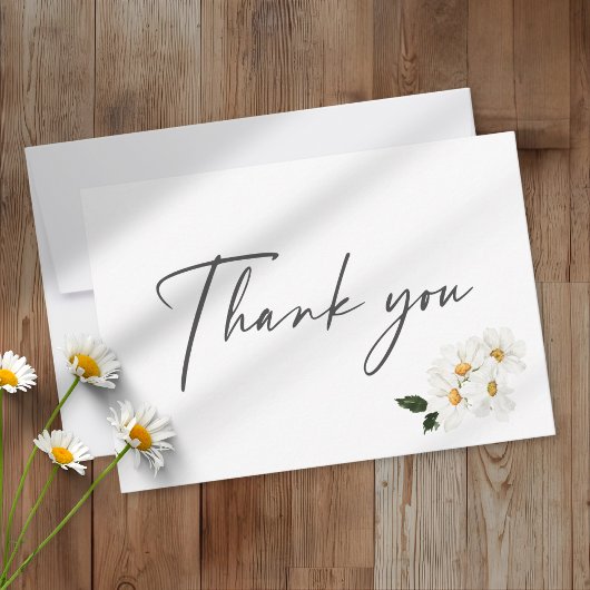 Elegant Daisy Watercolor Minimalist Wedding Bedankkaart