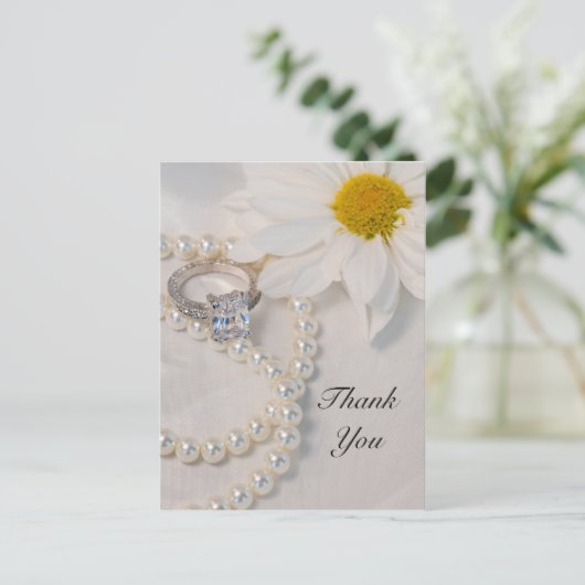 Elegant Daisy Wedding Bedankt Briefkaart (Staand voorkant)