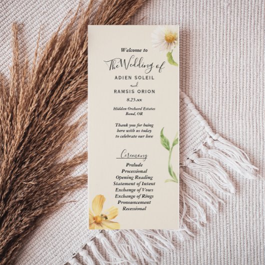 Elegant Daisy Wedding Flat Program Programmakaart