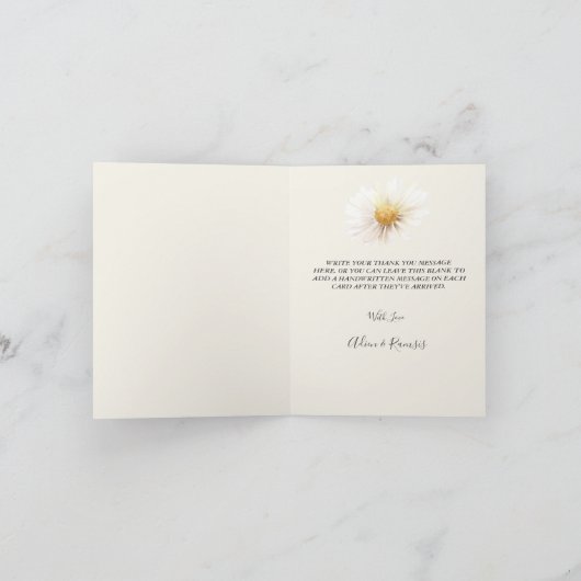 Elegant Daisy Wedding Folded Hartelijk dank Bedankkaart (Binnen)