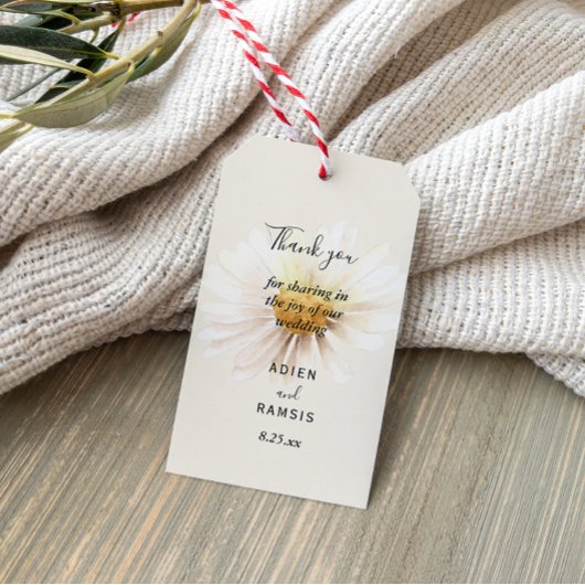 Elegant Daisy Wedding Gift Label Cadeaulabel