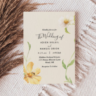Elegant Daisy Wedding Invitation Kaart