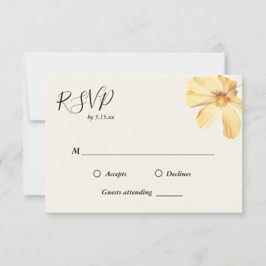 Elegant Daisy Wedding RSVP Kaart (Voorkant)