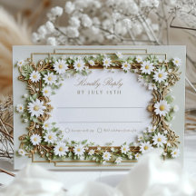 Elegant Daisy Wedding RSVP Kaart