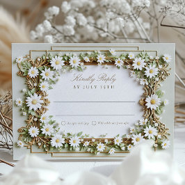Elegant Daisy Wedding RSVP Kaart