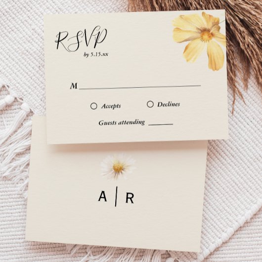 Elegant Daisy Wedding RSVP Kaart