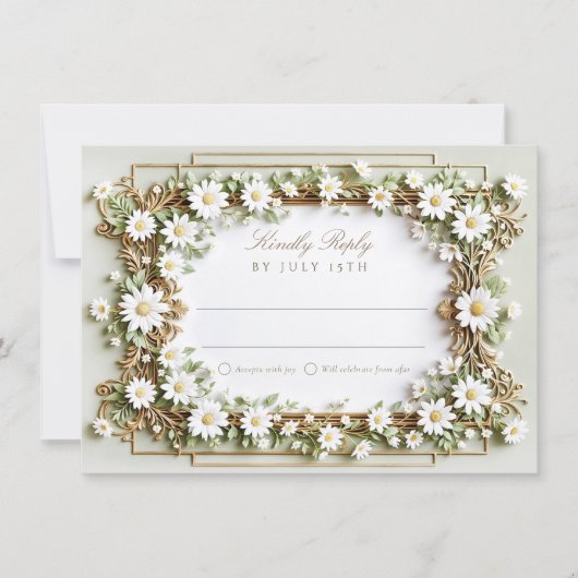 Elegant Daisy Wedding RSVP Kaart (Voorkant)