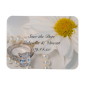 Elegant Daisy Wedding Save the Date Magneet (Horizontaal)