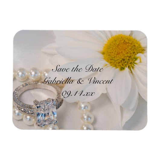 Elegant Daisy Wedding Save the Date Magneet (Horizontaal)