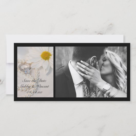 Elegant Daisy Wedding Save the Date Photo Card (Voorkant)