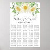 Elegant Daisy Wedding Seating Chart Poster (Voorkant)