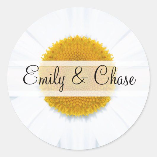 Elegant Daisy Wedding Stickers (Voorkant)