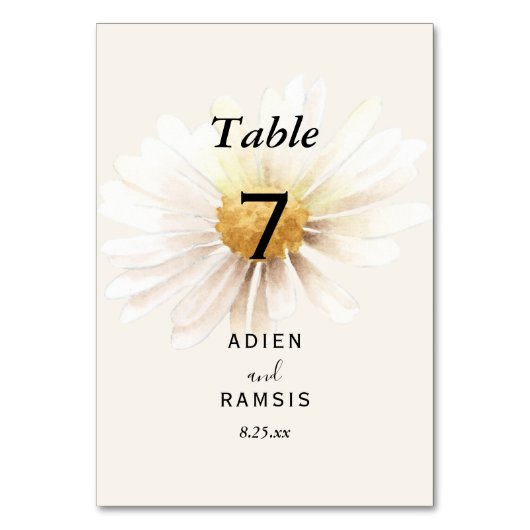 Elegant Daisy Wedding Table Kaart (Voorkant)