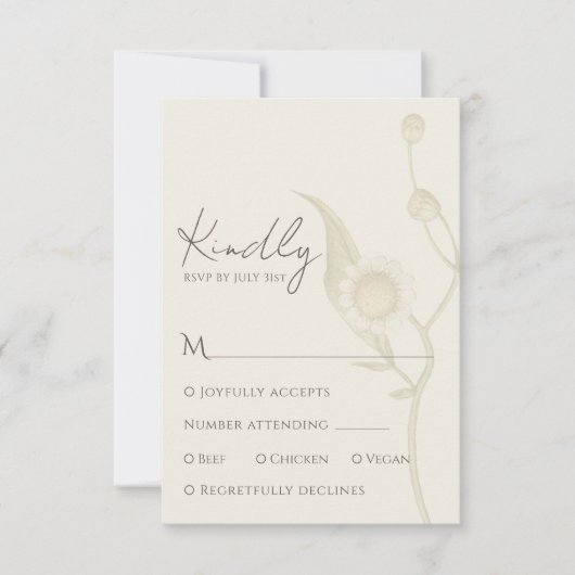 Elegant Daisy Wildflower RSVP Respons Kaart (Voorkant)
