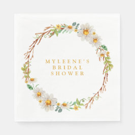 Elegant Daisy Wreath Vrijgezellenfeest Servet
