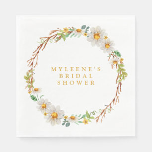 Elegant Daisy Wreath Vrijgezellenfeest Servet