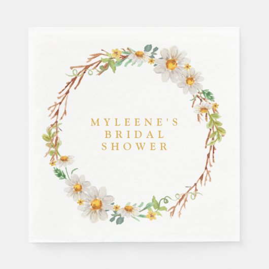 Elegant Daisy Wreath Vrijgezellenfeest Servet (Voorkant)