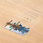 Elegant Dallas Skyline Watercolor Wedding Arch Acryl Uitnodigingen (Laagn)