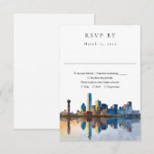 Elegant Dallas Skyline Watercolor Wedding RSVP Kaartje (Voorkant / Achterkant)
