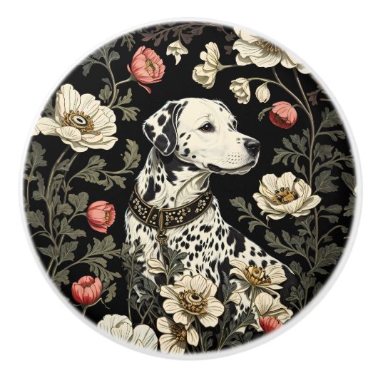 Elegant Dalmatian William Morris Inspired Keramische Knop (Voorkant)
