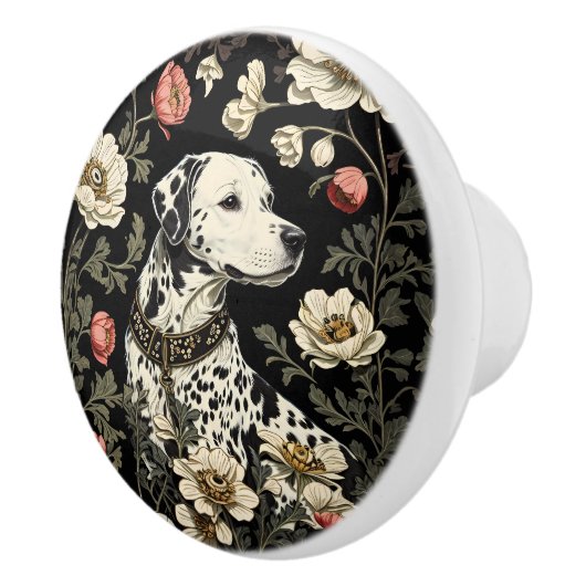 Elegant Dalmatian William Morris Inspired Keramische Knop (Rechts)