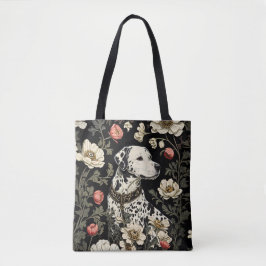 Elegant Dalmatian William Morris Inspired Tote Bag