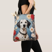 Elegant Dalmatian with Dahlia Flowers Tote Bag (Dichtbij)