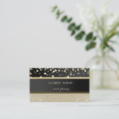 Elegant, Damas, Black, Gold Confetti Visitekaartje (Staand voorkant)