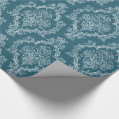 Elegant damasblauw verpakkingspapier cadeaupapier (Hoek)